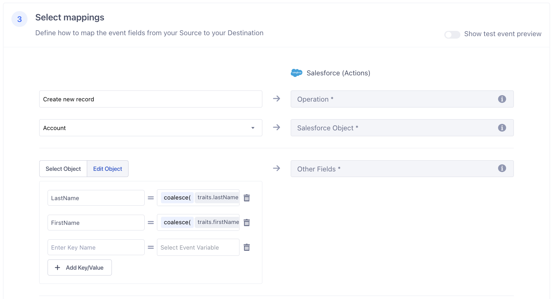 Mapping configuration for a Person account