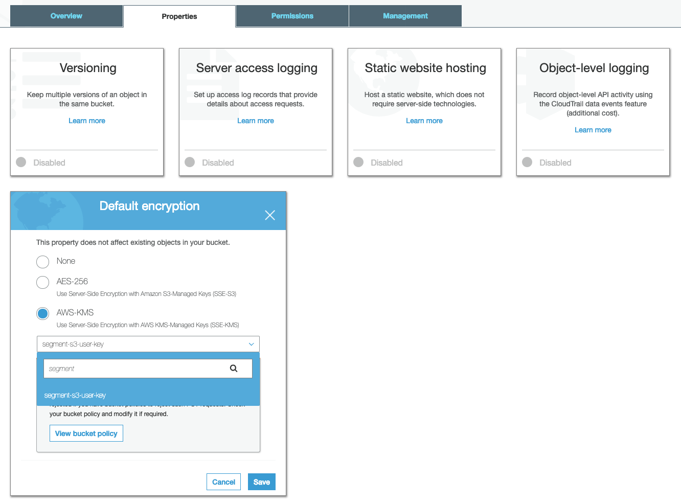 update default encryption property